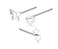 3 Silver Nose Stud Sets NSK-SET-1103